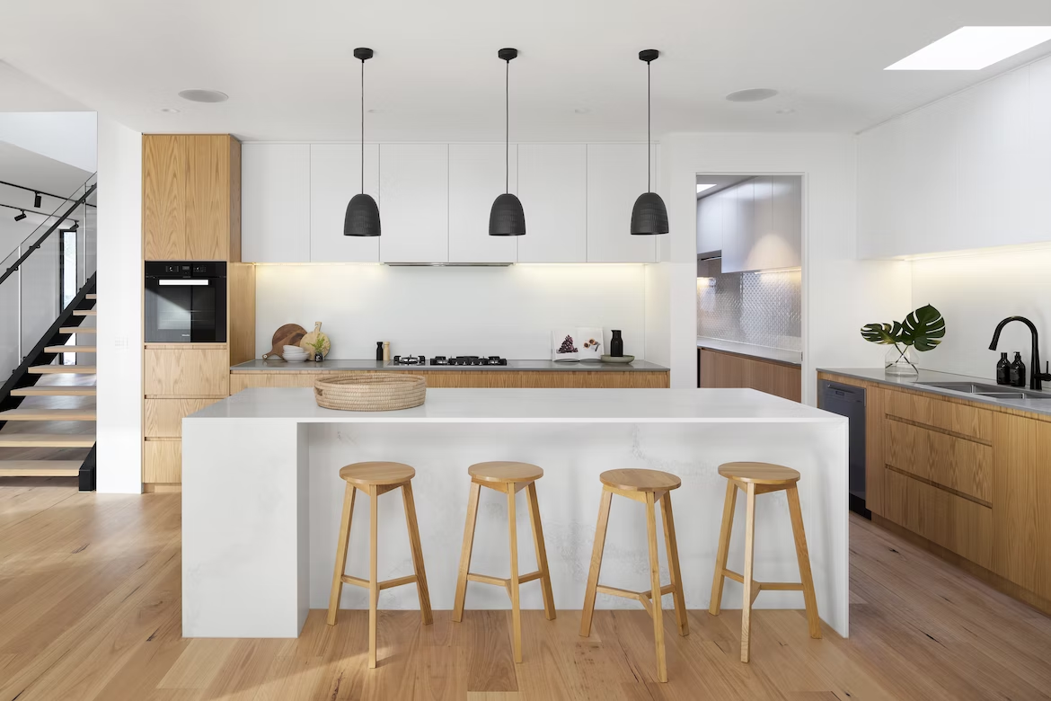 kitchen counter qith cabinets and floor